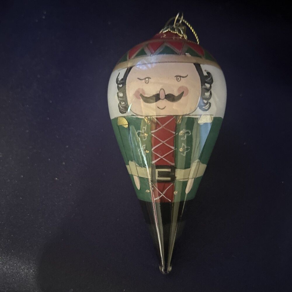 Pier 1 Imports Handcrafted Hand-Blown Glass Nutcracker Ornament 5 in, 2007